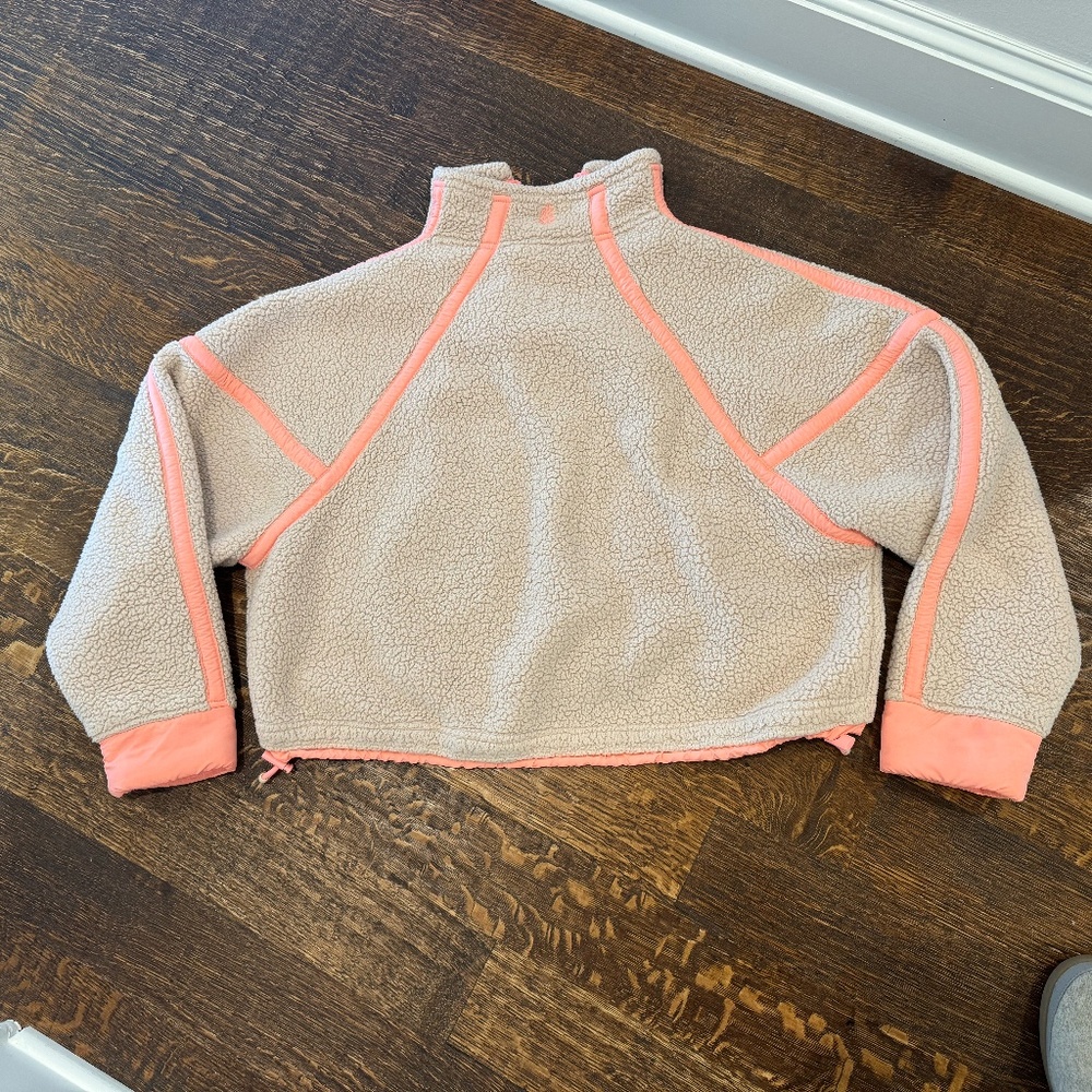 FP Movement by Free People Cream Sherpa Pullover with Coral Trim - Picture 4 of 4
